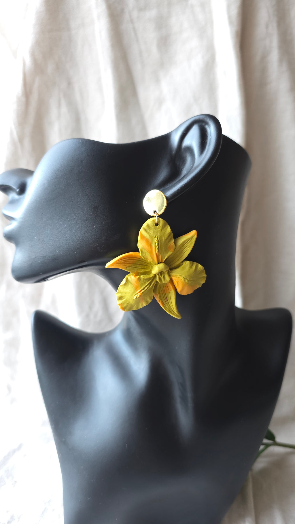 Orchid Bloom Statement Earrings Polymer Clay