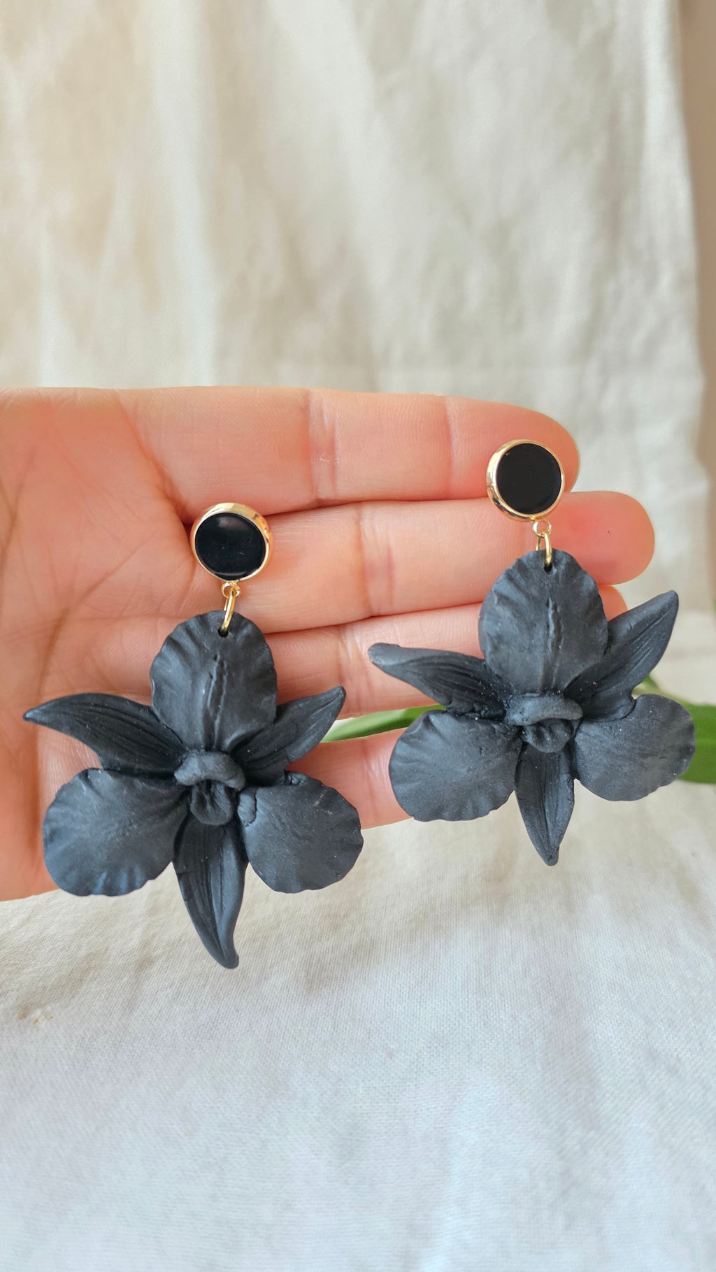 Orchid Bloom Statement Earrings Polymer Clay