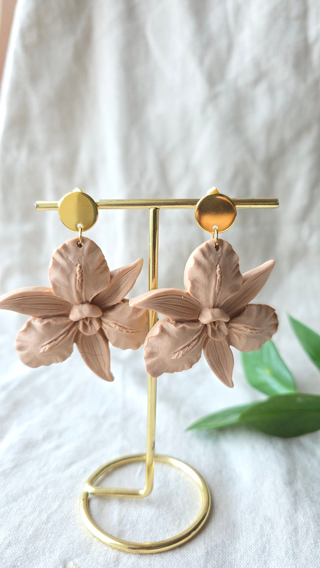 Orchid Bloom Statement Earrings Polymer Clay