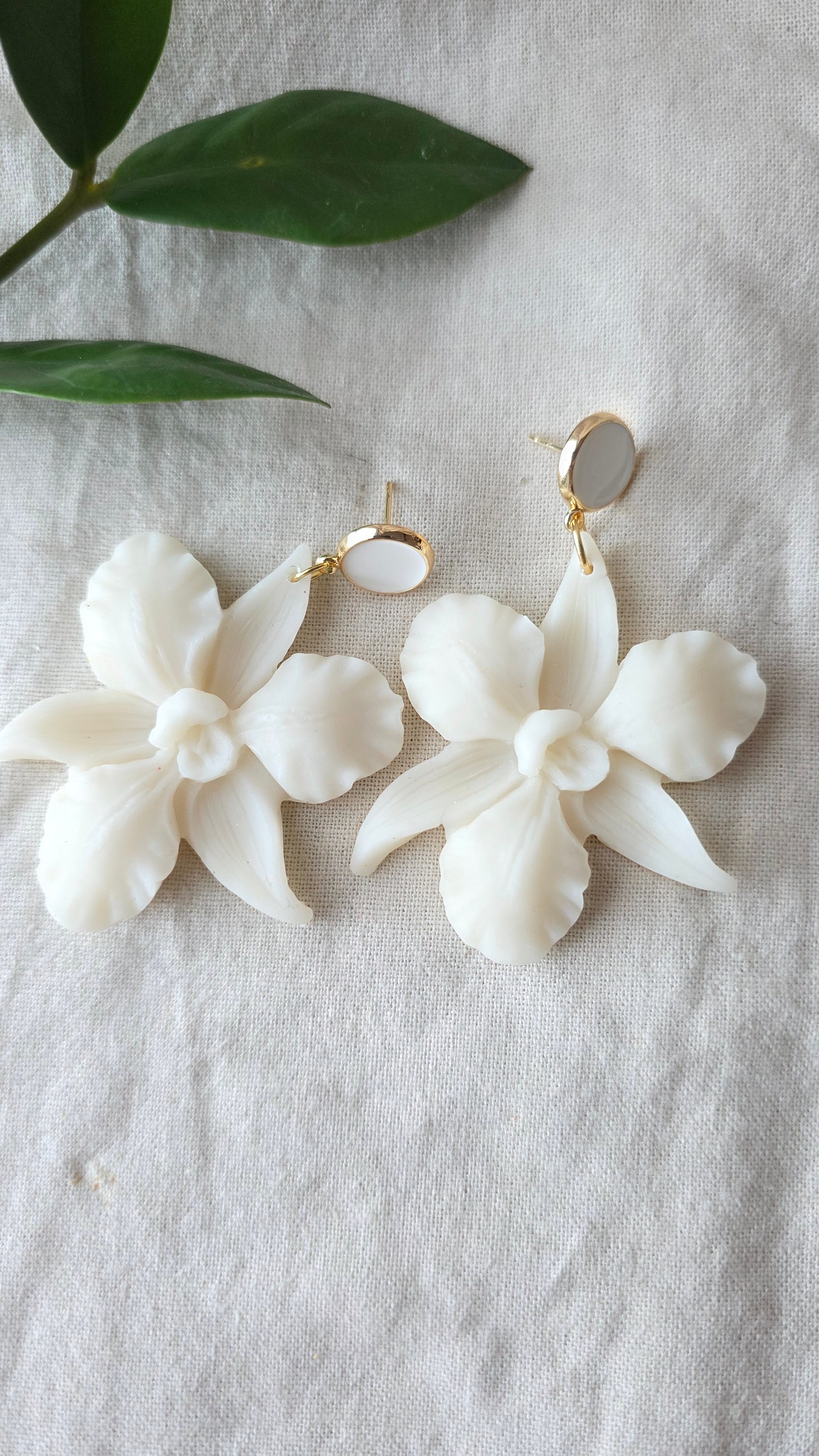Orchid Bloom Statement Earrings Polymer Clay