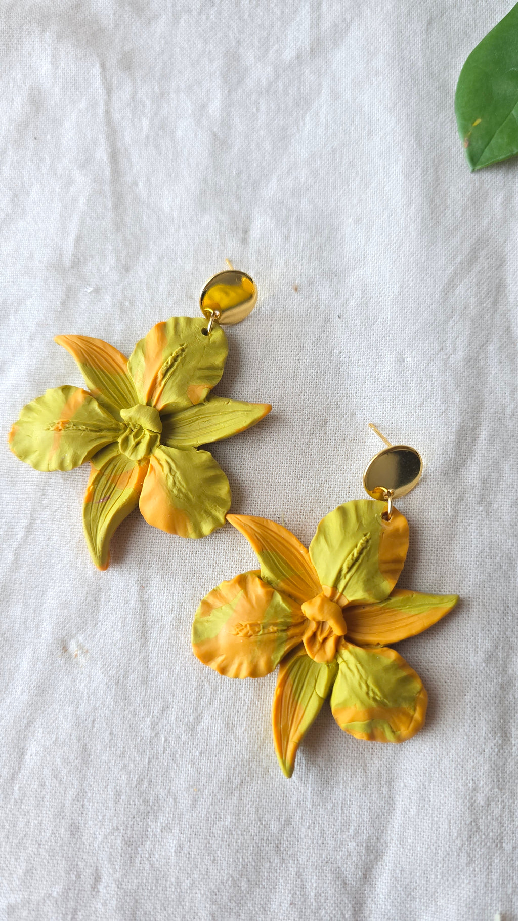 Orchid Bloom Statement Earrings Polymer Clay