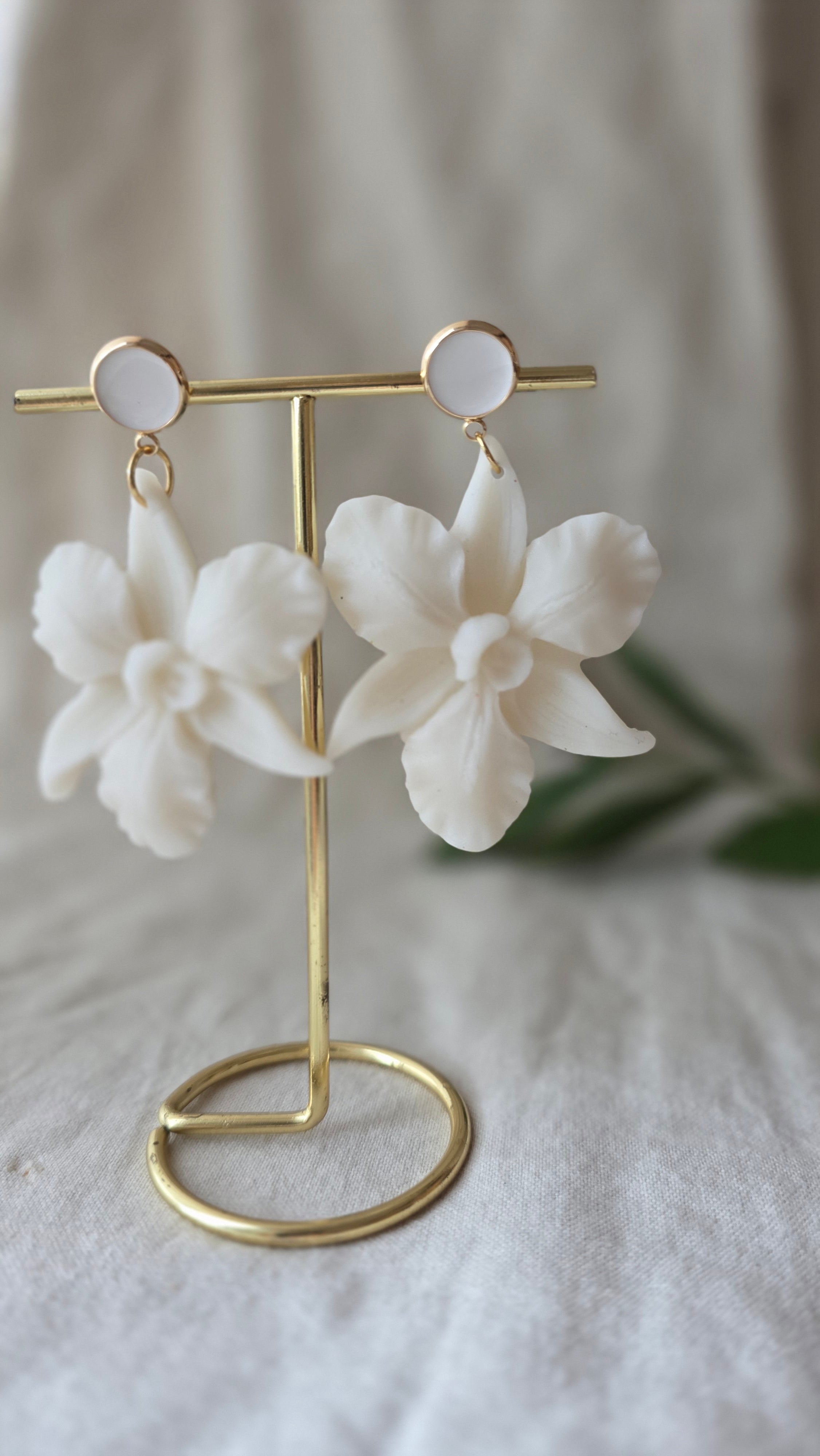 Orchid Bloom Statement Earrings Polymer Clay