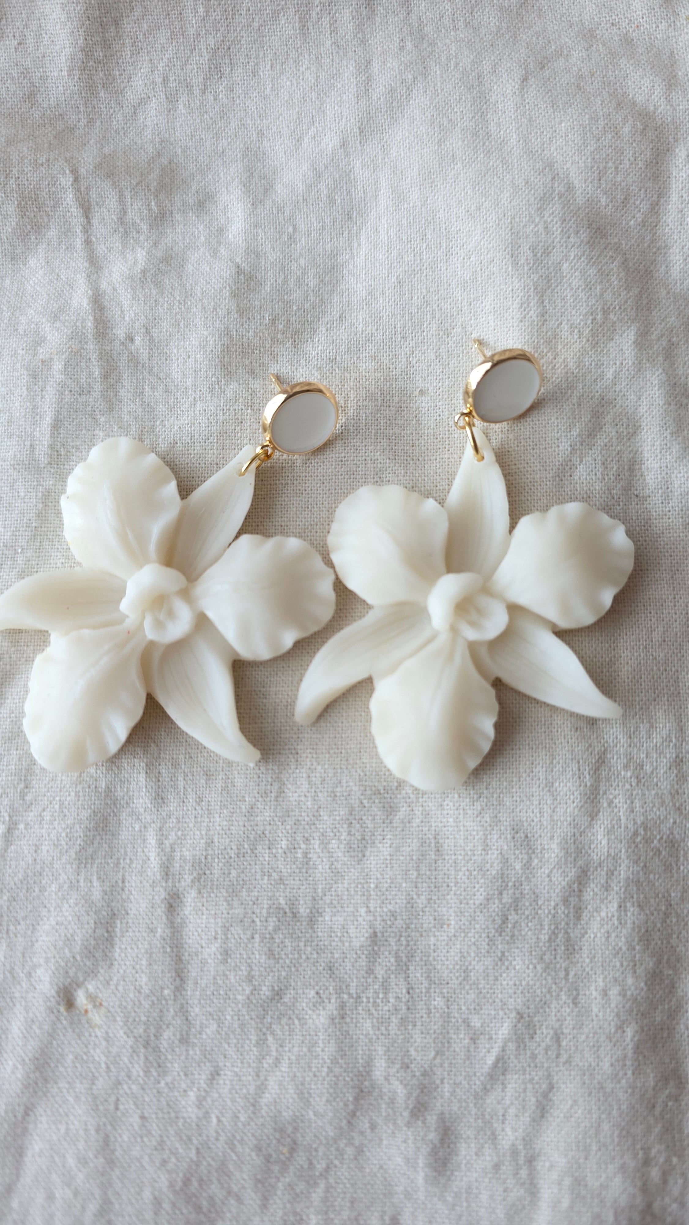 Orchid Bloom Statement Earrings Polymer Clay