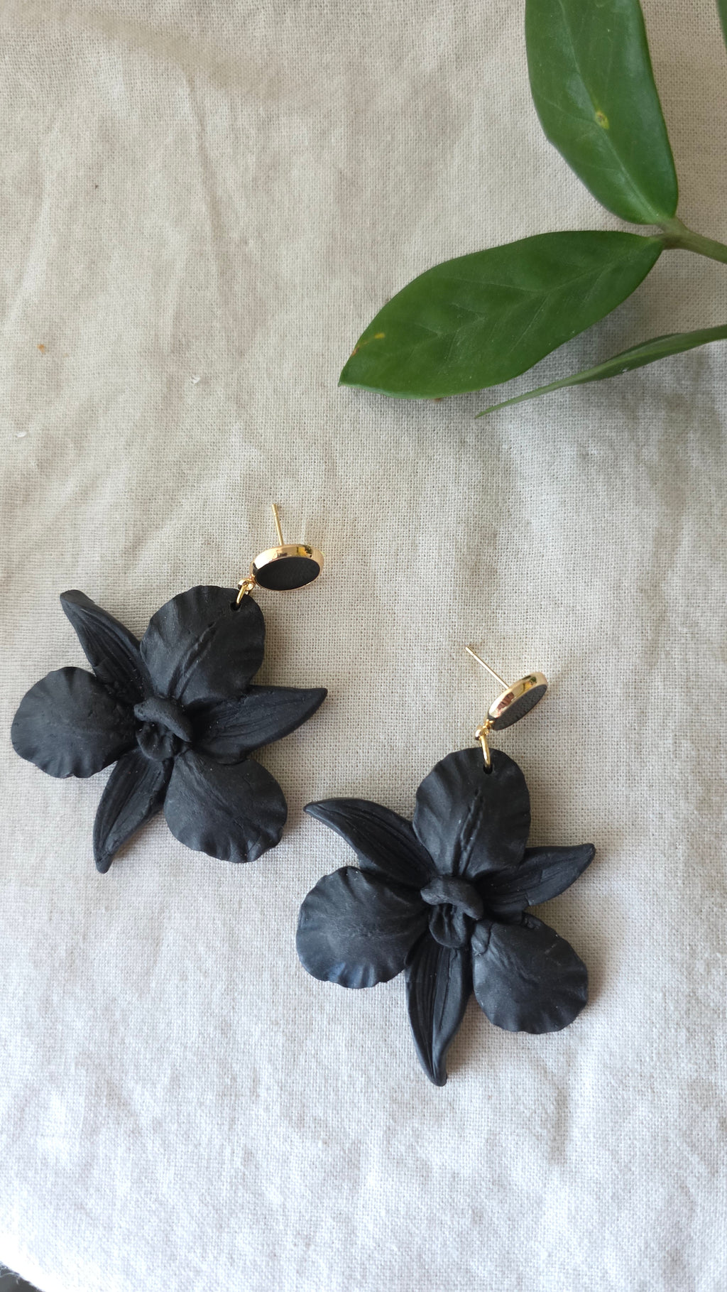 Orchid Bloom Statement Earrings Polymer Clay